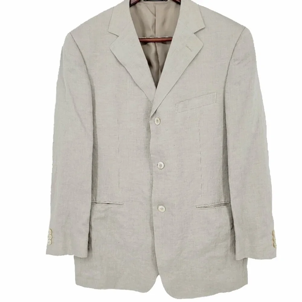 NEW Ermenegildo Zegna Sportcoat Jacket! US 44 e 54  Linen Taupe  Casual Luxury
